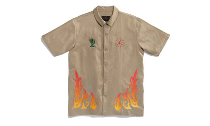 Travis Scott Travis Scott Cactus Jack x Jordan Button Down Shirt Khaki/University Red - widok główny z boku - Streetwear