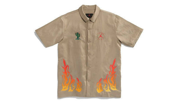 Travis Scott Cactus Jack x Jordan Button Down Shirt Khaki/University Red