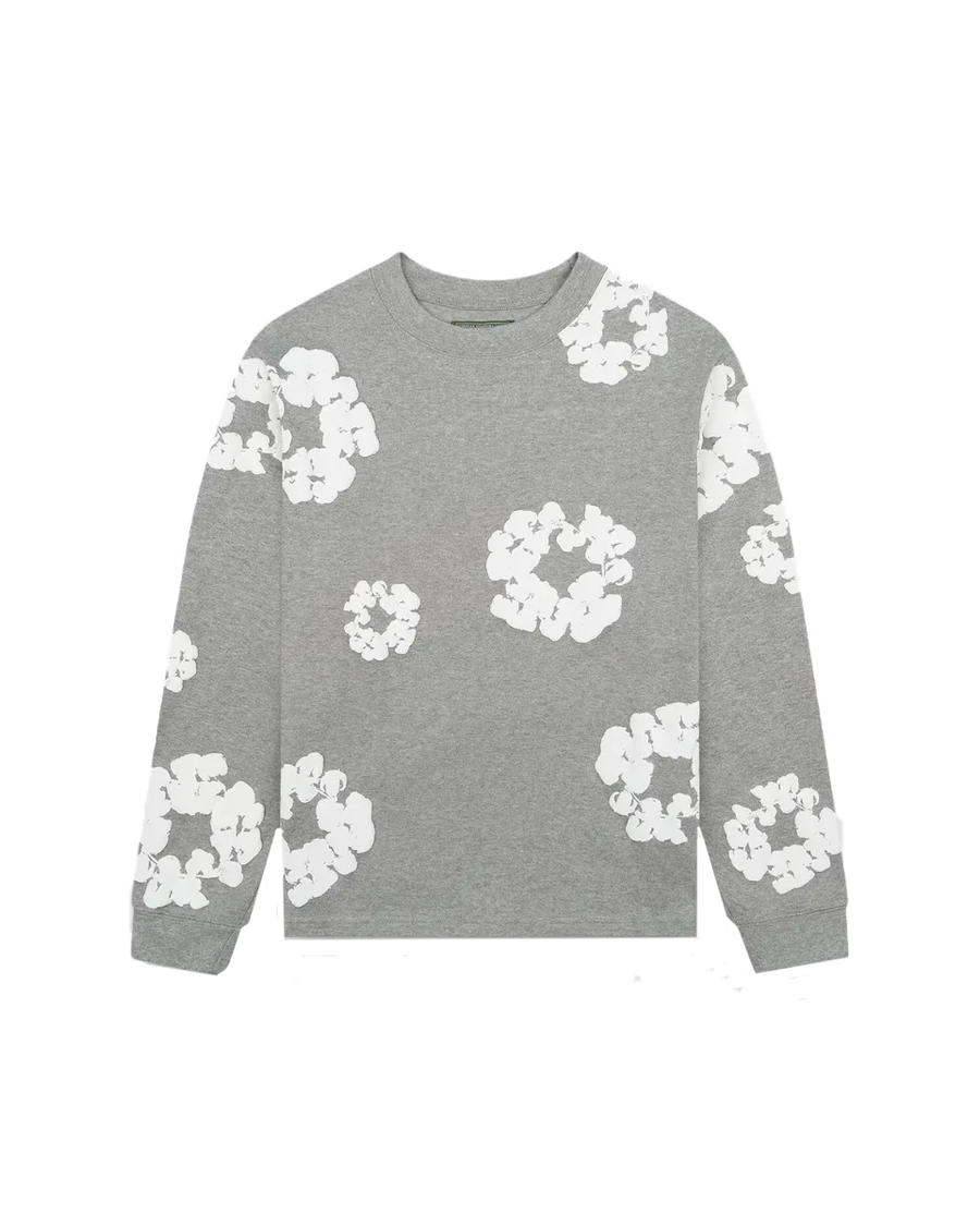 Denim Tears Denim Tears Long Sleeve Cotton Wreath T-shirt Grey biały-szary - widok główny z boku | Saturaise.com