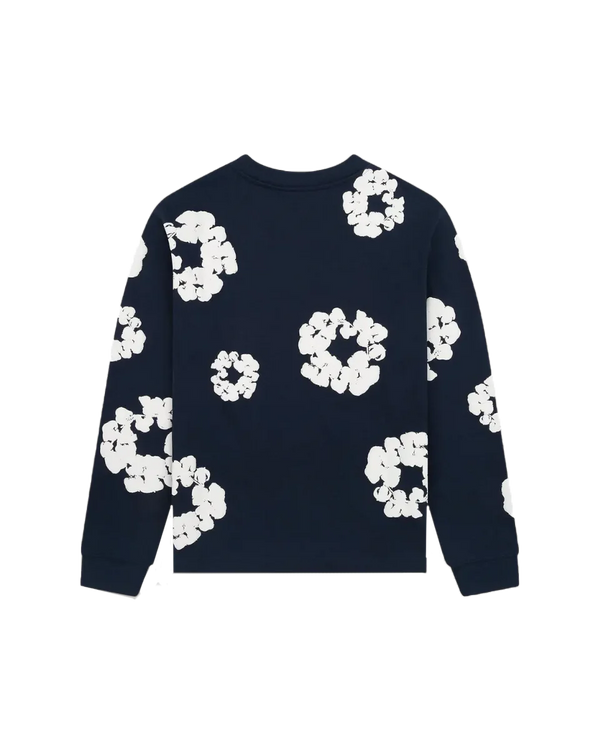 Denim Tears Long Sleeve Cotton Wreath T-shirt Navy