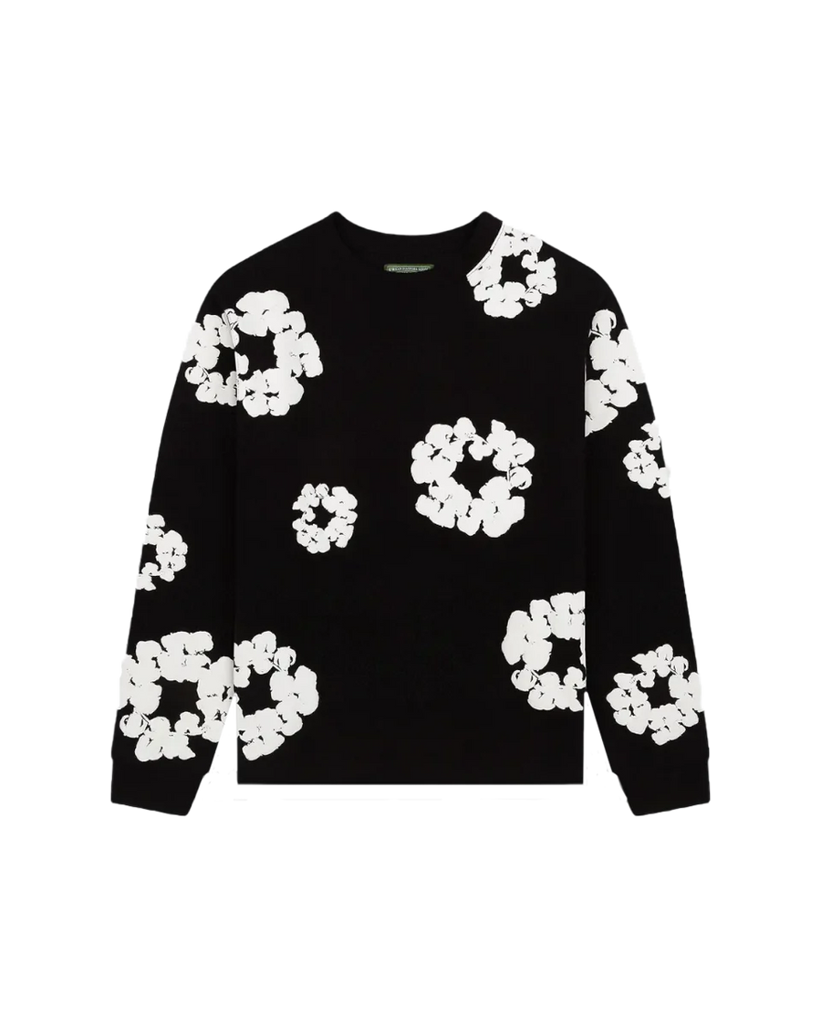 Denim Tears Denim Tears Long Sleeve Cotton Wreath T-shirt Black czarny-biały - widok główny z boku | Saturaise.com