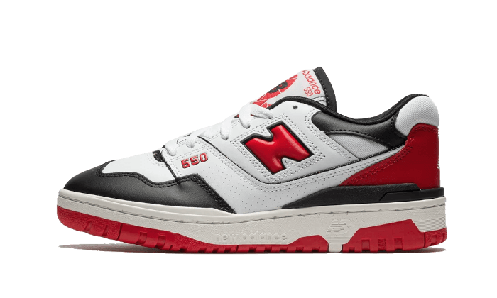 New Balance 550 White Red Black czarny-biały - widok główny z boku | Saturaise.com