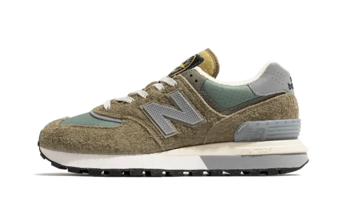 New Balance 574 Stone Island Legacy niebieski-zielony - widok główny z boku | Saturaise.com