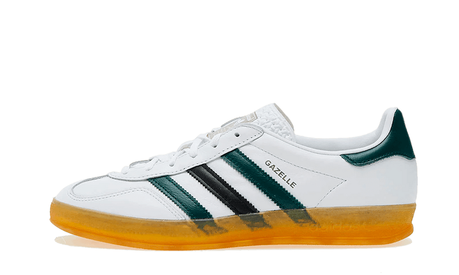 Adidas Gazelle Indoor White Collegiate Green czarny-biały - widok główny z boku | Saturaise.com
