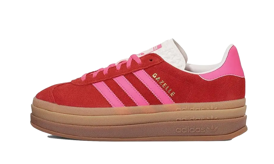 Adidas Gazelle Bold Collegiate Red Lucid Pink czarny-biały - widok główny z boku | Saturaise.com