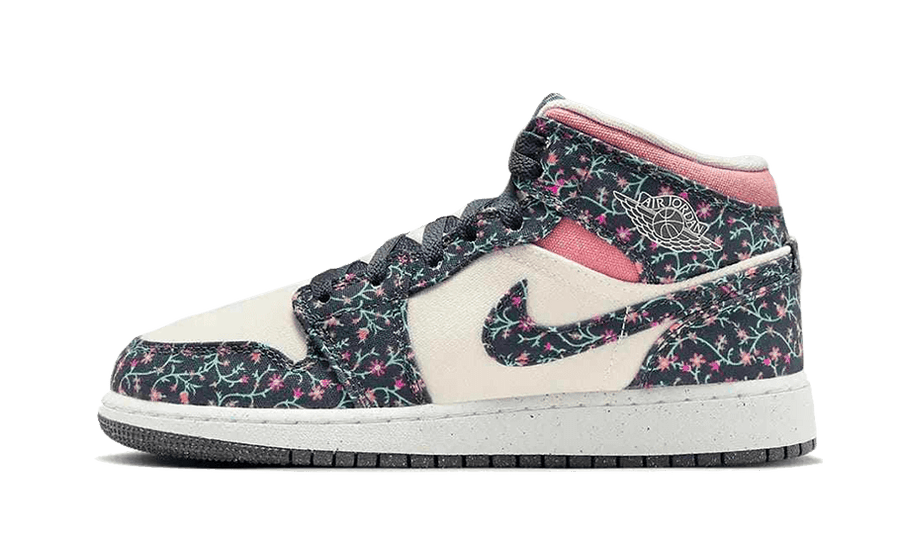 Air Jordan Air Jordan 1 Mid Floral Canvas czerwony - widok główny z boku | Saturaise.com