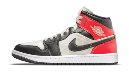 Air Jordan Air Jordan 1 Mid Light Orewood Brown biały-czerwony - widok główny z boku | Saturaise.com