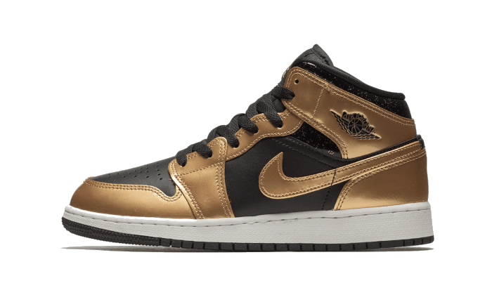 Air Jordan Air Jordan 1 Mid Metallic Gold czarny-biały - widok główny z boku | Saturaise.com