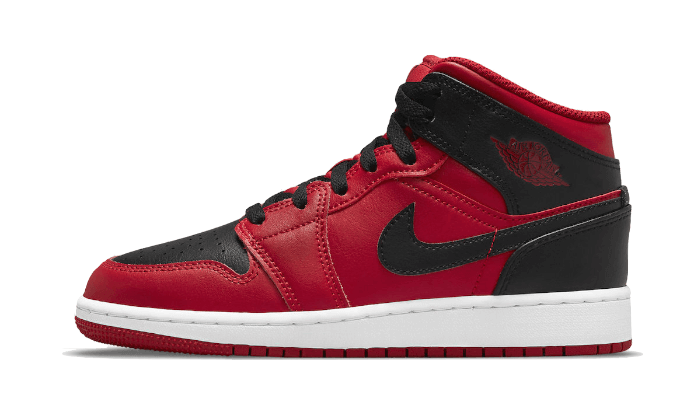 Air Jordan Air Jordan 1 Mid Reverse Bred czarno-czerwony - widok główny z boku | Saturaise.com