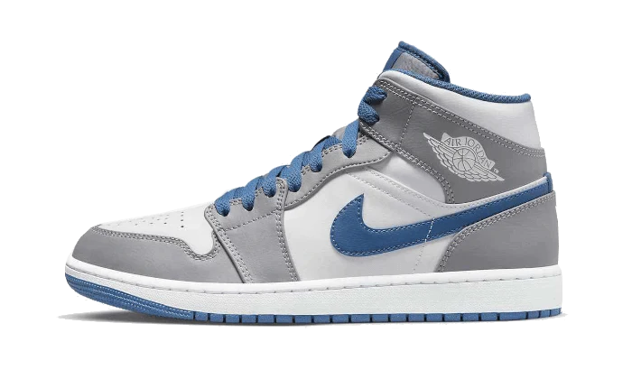Air Jordan Air Jordan 1 Mid True Blue szaro-czarny - widok główny z boku | Saturaise.com