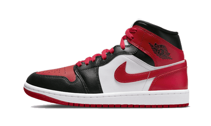 Air Jordan Air Jordan 1 Mid White Bred Toe czarno-czerwony - widok główny z boku | Saturaise.com