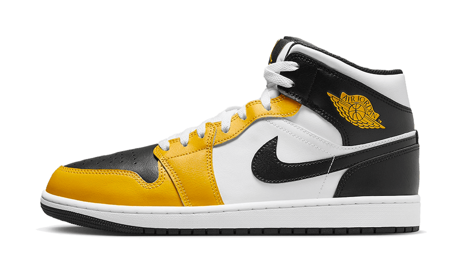 Air Jordan Air Jordan 1 Mid Yellow Ochre czarny-biały - widok główny z boku | Saturaise.com