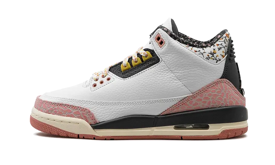 Air Jordan Air Jordan 3 Retro Vintage Floral biały-czerwony - widok główny z boku | Saturaise.com