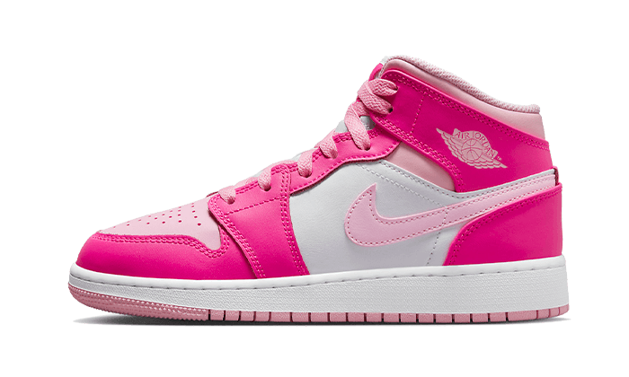 Air Jordan Air Jordan 1 Mid Fierce Pink czarny-biały - widok główny z boku | Saturaise.com