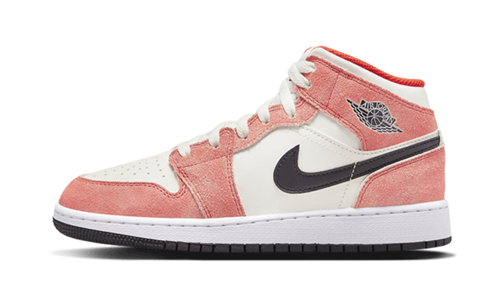 Air Jordan Air Jordan 1 Mid SE Orange Suede czarny-biały - widok główny z boku | Saturaise.com