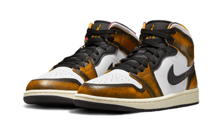 Kup oryginalne Air Jordan 1 Mid SE Orange Wear-Away DQ8417-071 - widok z drugiego boku - Sneakersy