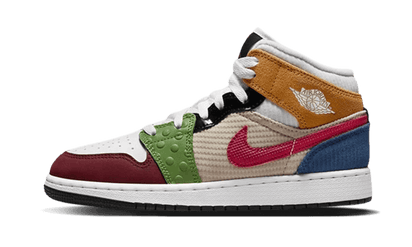 Air Jordan Air Jordan 1 Mid SE Patchwork czerwono-czarny - widok główny z boku | Saturaise.com
