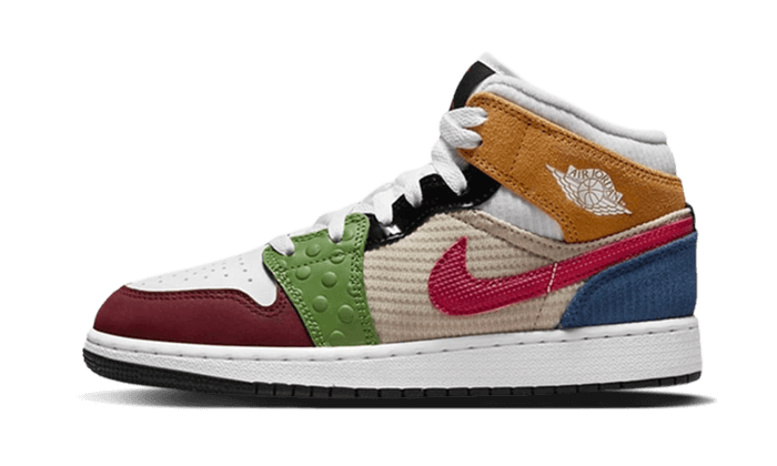 Air Jordan Air Jordan 1 Mid SE Patchwork czerwono-czarny - widok główny z boku | Saturaise.com