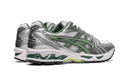 Buty Asics Gel-Kayano 14 White Pure Silver Slate Grey Sage - widok z przodu - Rozmiary EU