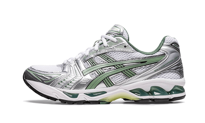 Asics Gel-Kayano 14 White Pure Silver Slate Grey Sage biały-szary - widok główny z boku | Saturaise.com