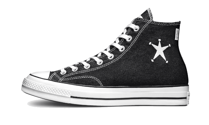 Converse Chuck Taylor All-Star 70 Hi Stussy Black czarny-biały - widok główny z boku | Saturaise.com
