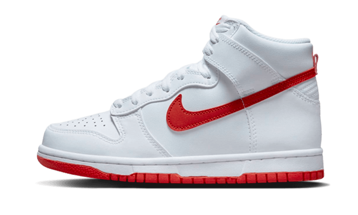 Nike Dunk High White Picante Red biały-czerwony - widok główny z boku | Saturaise.com
