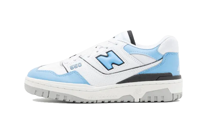 New Balance 550 White Team Carolina czarny-biały - widok główny z boku | Saturaise.com