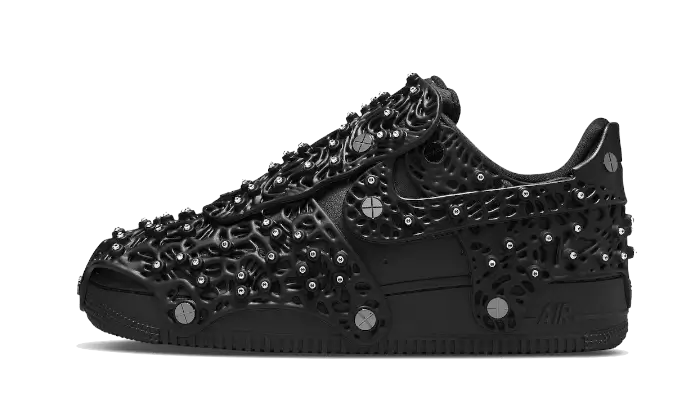 Nike Air Force 1 Low Swarovski Triple Black czarny - widok główny z boku | Saturaise.com