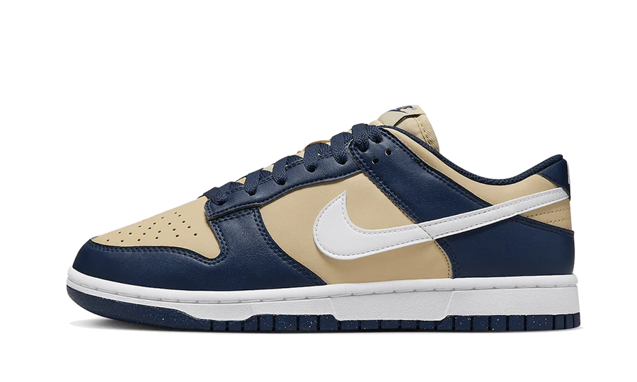 Nike Dunk Low Next Nature Midnight Navy Gold biały-granatowy - widok główny z boku | Saturaise.com