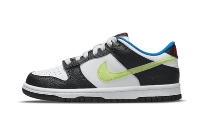Nike Dunk Low Signal Blue Lemon Twist czarny-biały - widok główny z boku | Saturaise.com
