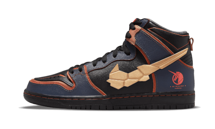 Nike SB Dunk High RX-0 Unicorn Gundam 02 Banshee czarny-pomarańczowy - widok główny z boku | Saturaise.com
