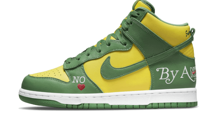 Nike SB Dunk High Supreme By Any Means Brazil zielono-czarny - widok główny z boku | Saturaise.com