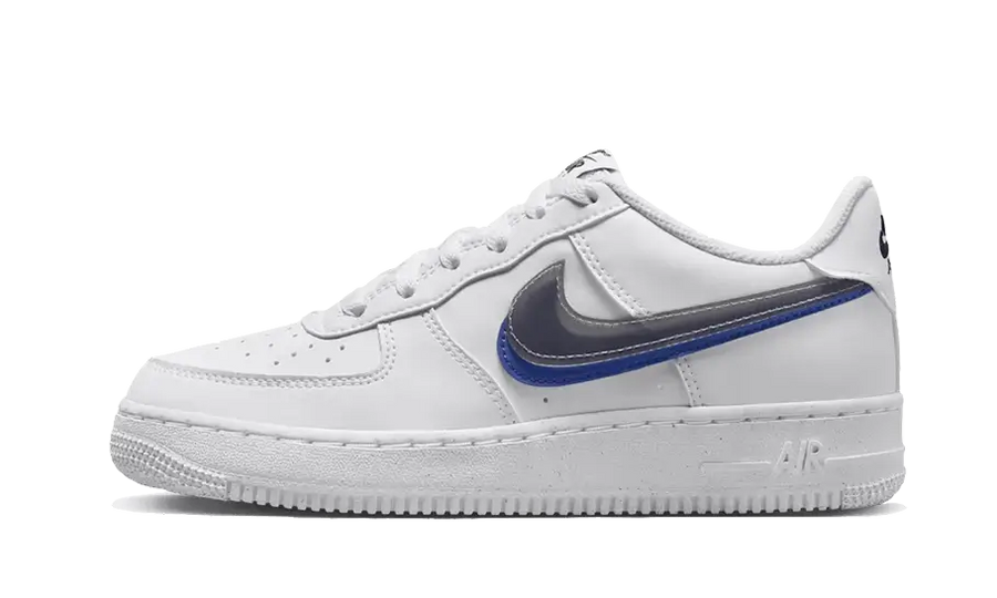 Nike Air Force 1 Low Impact Next Nature Double Swoosh White Black Blue czarno-niebieski - widok główny z boku | Saturaise.com