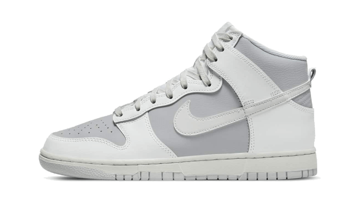 Nike Dunk High Retro Grey White biały-szary - widok główny z boku | Saturaise.com