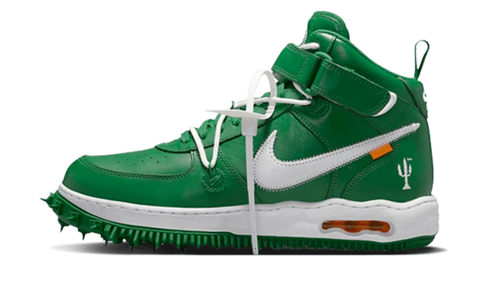 Nike Air Force 1 Off-White Mid SP Pine Green zielono-czarny - widok główny z boku | Saturaise.com