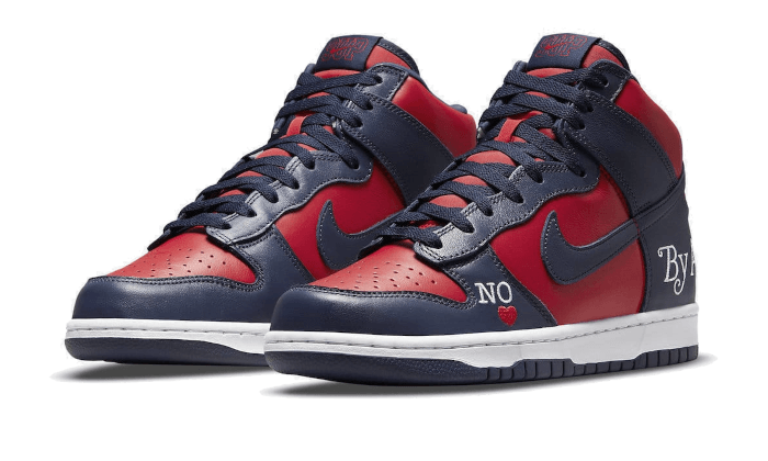 Kup oryginalne SB Dunk High Supreme By Any Means Navy - widok z drugiego boku - Sneakersy