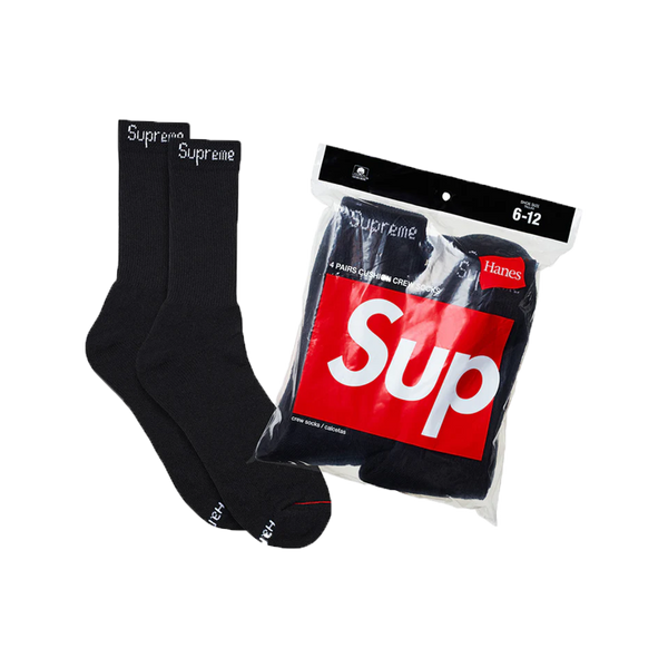 Skarpetki Supreme x Hanes Crew Socks (4-pak) Czarne