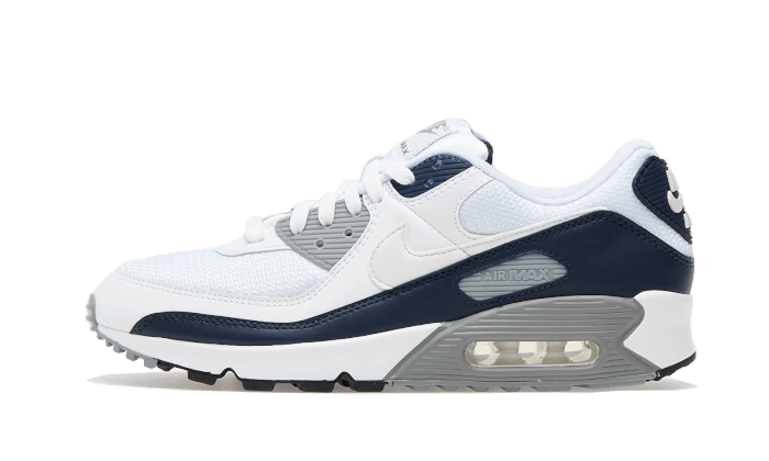 Nike Air Max 90 White Grey Obsidan granatowo-biały - widok główny z boku | Saturaise.com