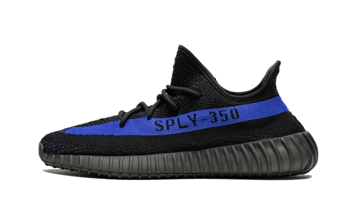 Adidas Yeezy Boost 350 V2 Dazzling Blue czarny-biały - widok główny z boku | Saturaise.com
