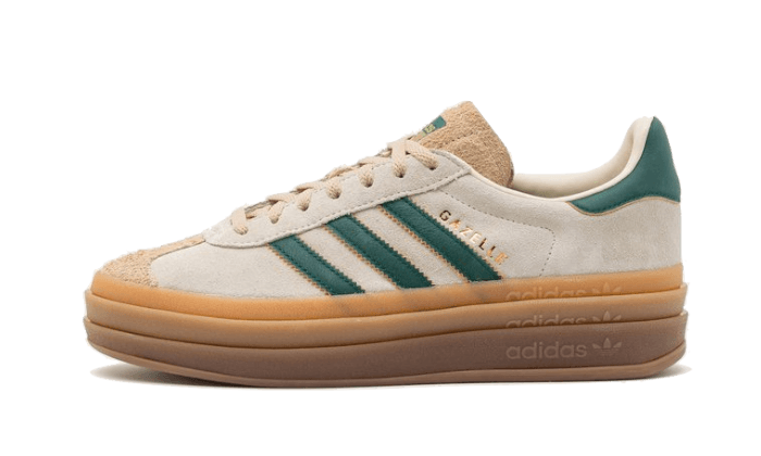 Adidas Gazelle Bold Magic Beige Collegiate Green biały-zielony - widok główny z boku | Saturaise.com
