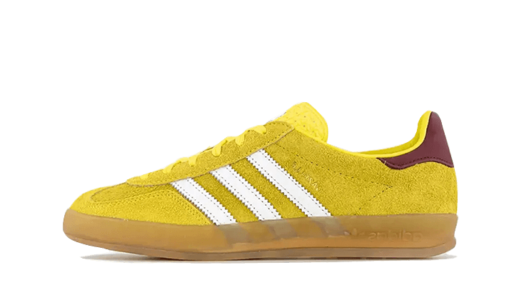 Yeezy Gazelle Indoor Bright Yellow Burgundy biały-żółty - widok główny z boku | Saturaise.com