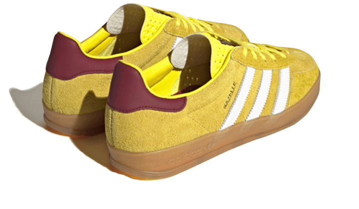 Buty Yeezy Gazelle Indoor Bright Yellow Burgundy - widok z przodu - Rozmiary EU