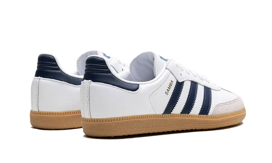 Buty Adidas Samba OG Cloud White Night Indigo Gum - widok z przodu - Rozmiary EU