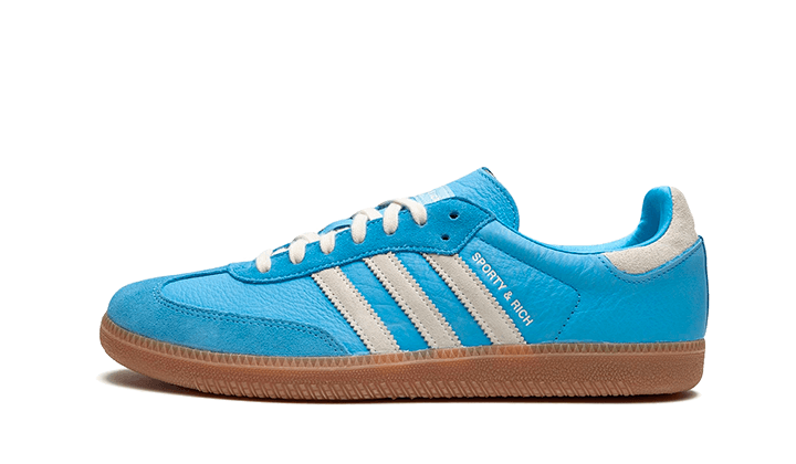 Adidas Samba OG Sporty & Rich Blue Grey biały-niebieski - widok główny z boku | Saturaise.com