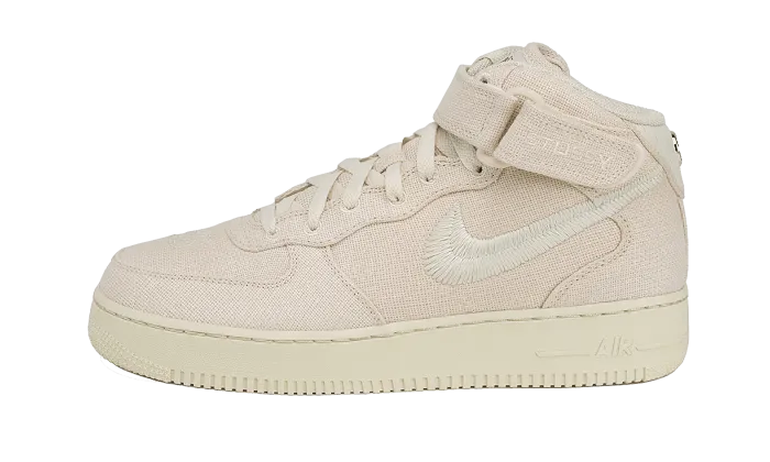 Nike Air Force 1 Mid Stussy Fossil - widok główny z boku - Streetwear