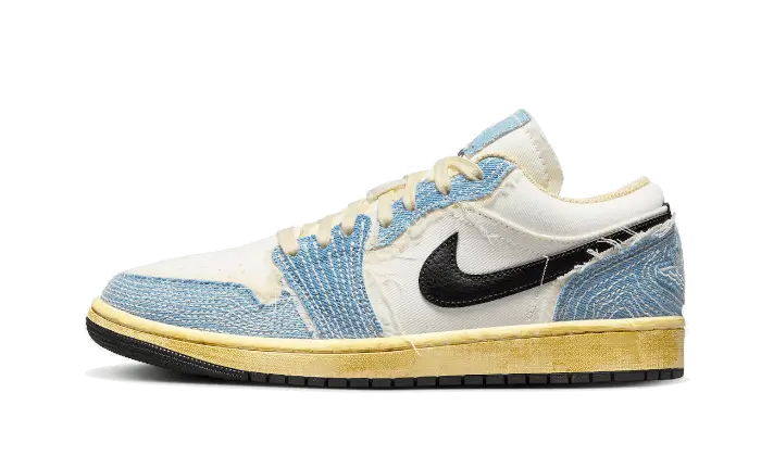 Air Jordan Air Jordan 1 Low SE WRMK Sashiko Denim czarny-biały - widok główny z boku | Saturaise.com