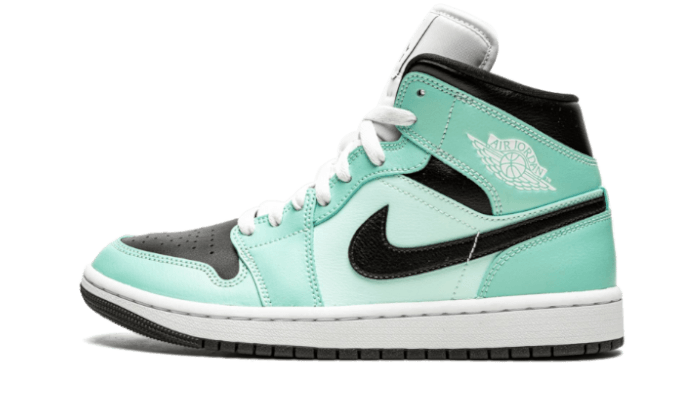 Air Jordan Air Jordan 1 Mid Aqua Blue Tint czarny-biały - widok główny z boku | Saturaise.com