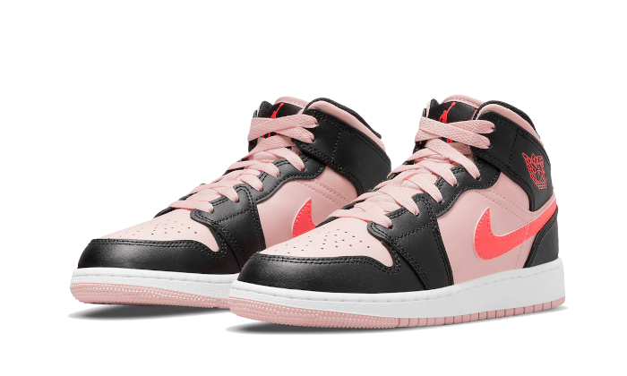 Kup oryginalne Air Jordan 1 Mid Black Pink Crimson 554725-604 - widok z drugiego boku - Sneakersy