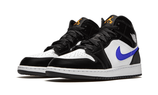 Air Jordan 1 Mid Black Racer Blue White - Kup oryginalne Air Jordan 1 Mid Black Racer Blue White 554725-084 - widok z drugiego boku - Sneakersy