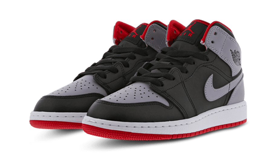 Kup oryginalne Air Jordan 1 Mid Cement Grey Red DQ8426-006 - widok z drugiego boku - Sneakersy